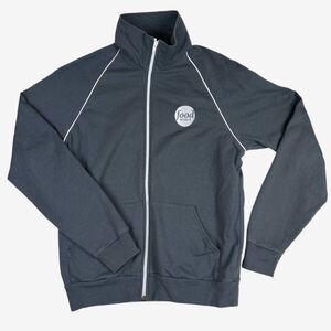 American Apparel Track Jacket M Gray white zip up cotton Food Network